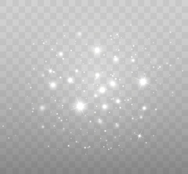 Vector glowing stars. Glitter effect isolated on transparent background. Magic Christmas lights. Vector illustration