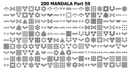 various mandala collections 200 Ethnic Mandala line pattern set Doodles freehand
