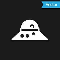 White Fisherman hat icon isolated on black background. Vector