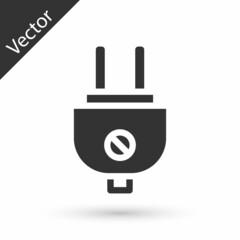 Grey Electric plug icon isolated on white background. Concept of connection and disconnection of the electricity. Vector