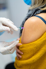 Infection professional scientific vaccination. Medical specialist coronavirus vaccination.