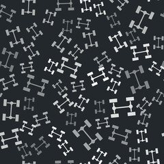 Grey Chassis car icon isolated seamless pattern on black background. Vector