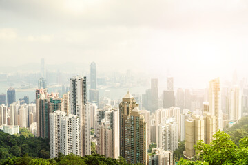 Fototapeta na wymiar Hong Kong city view from The Victoria Peak.