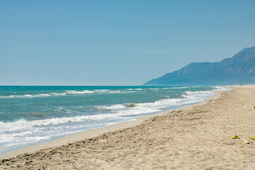 Fototapeta na wymiar Patara Beach in Antalya Turkey. Beaches of Turkey. Sun, sand and sea tourism.