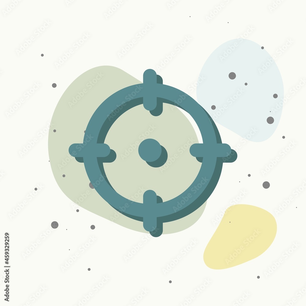 Poster vector icon of the target on multicolored background.