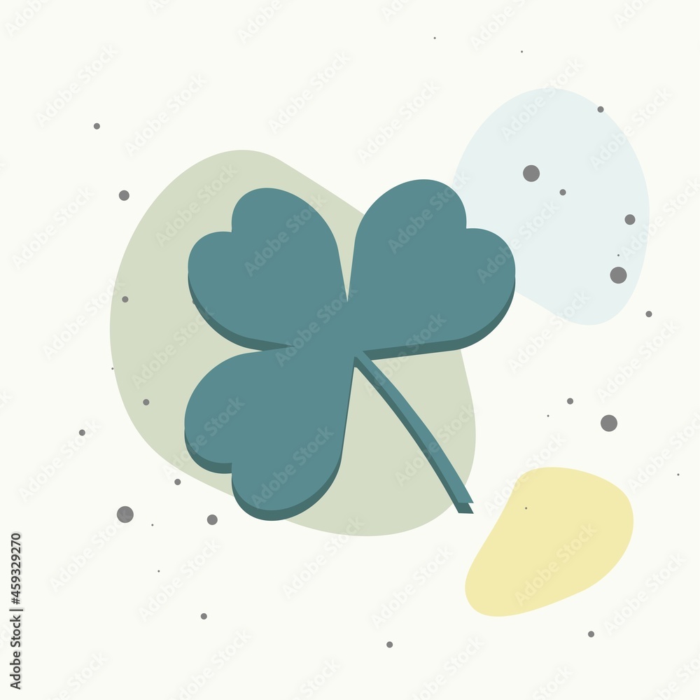 Poster vector icon three-leafed clover on multicolored background.