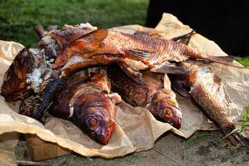smoked fish bream from the smokehouse. picnic