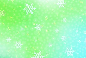 Fototapeta na wymiar Light Green vector pattern in Christmas style.