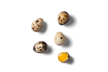 quail eggs on top angle beautiful White and grey background