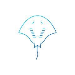 Stingray outline icon. Maldives marine life. Coral island. Blue gradient symbol. Isolated vector illustration