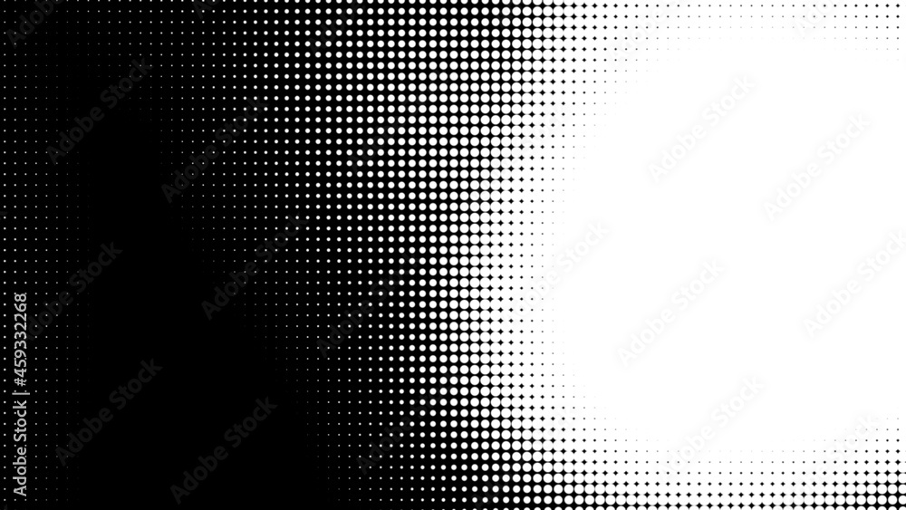 Poster dot white black pattern gradient texture background. abstract pop art halftone and retro style.