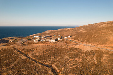 Fototapeta na wymiar Aerial View of Abandoned Mines in Mykonos Greece