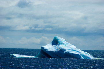 Antarctic ice island with penguins  in atlantic ocean