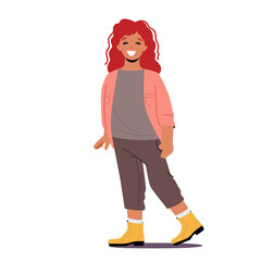 Happy Little Girl Smiling. Happy Child Character Positivity, Happiness and Childhood Concept. Kid in Fashionable Clothes