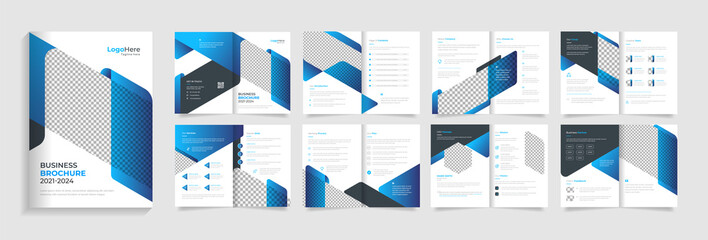 16 pages corporate modern brochure template design with modern layout premium vector
