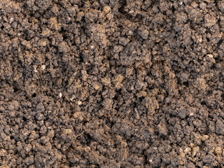 fertile land top view, flat lay fertilizer ground close-up, soil only, close-up compostable infinite background pattern, biodegradable
