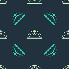 Green and beige Manicure lamp icon isolated seamless pattern on blue background. UV lamp for nail polish drying. Vector