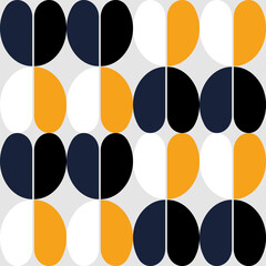 Vintage simple geometric tulips seamless vector pattern 