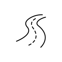 Obraz premium Outdor road black line icon. Transportation or highway concept. Trendy flat isolated outline symbol, sign can be used for: illustration, logo, mobile, app, design, web, dev, ui, ux, gui. Vector EPS 10