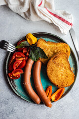 Dinner set served on a plate