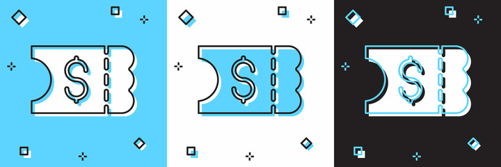 Set Lottery ticket icon isolated on blue and white, black background. Bingo, lotto, cash prizes. Financial success, prosperity, victory, winnings luck. Vector
