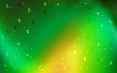Obraz na płótnie Canvas Light Green, Yellow vector background with colored stars.