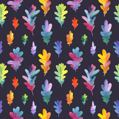 Fototapeta na wymiar large autumn pattern of watercolor leaves5