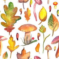 large autumn pattern of watercolor leaves4