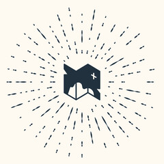 Grey Pirate treasure map icon isolated on beige background. Abstract circle random dots. Vector