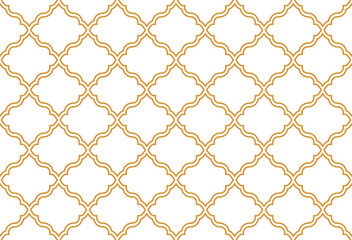 Abstract geometry pattern in Arabian style. Seamless vector background. White and gold graphic ornament. Simple lattice graphic design