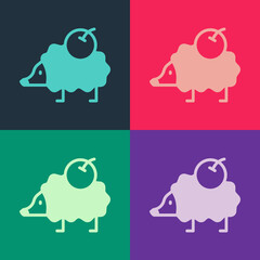 Fototapeta premium Pop art Hedgehog icon isolated on color background. Animal symbol. Vector