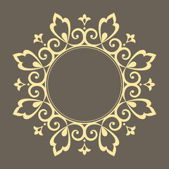 Decorative frame Elegant vector element for design in Eastern style, place for text. Floral golden and gray border. Lace illustration for invitations and greeting cards