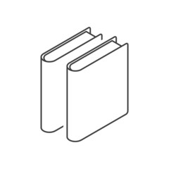 Book icon. A simple linear isometric image of two books. Isolated vector on leaf white background.