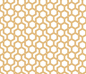 The geometric pattern with lines. Seamless vector background. White and gold texture. Graphic modern pattern. Simple lattice graphic design