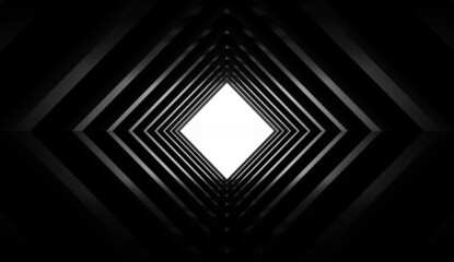 Abstract shiny black square tunnel, 3d
