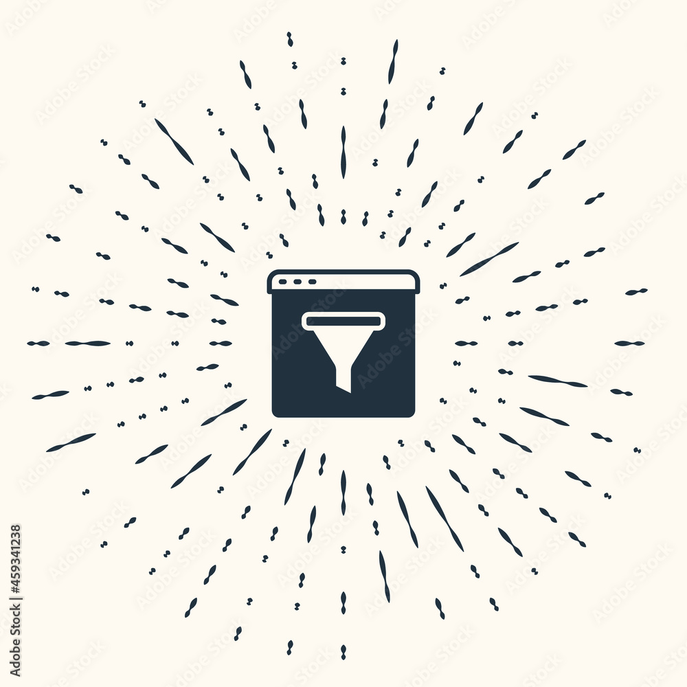 Poster grey browser window icon isolated on beige background. abstract circle random dots. vector