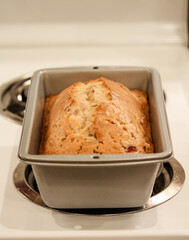 In the kitchen, strawberry bread  
