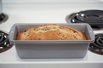 In the kitchen, strawberry bread  