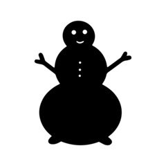 Cute Black Snowman Icon Simple style illustration isolated on white background. Winter outdoor kids activity Funny snow man.  Merry Christmas and happy new year card for content banner label