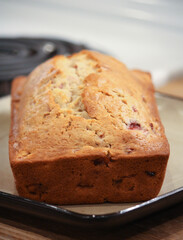 In the kitchen, strawberry bread  