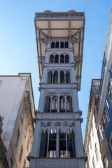 The Santa Justa Lift, or Carmo Lift in Lisbon, Portugal.
