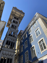 View of the Santa Justa Lift, also called Carmo Lift in Lisbon, Portugal.
