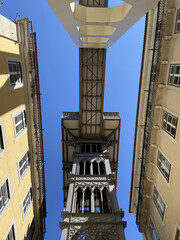 Fototapeta na wymiar View of the Santa Justa Lift also called Carmo Lift, Lisbon, Portugal.
