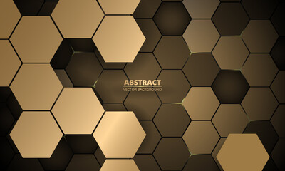 Abstract 3d hexagonal gold luxury vector background.