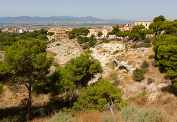 Fototapeta na wymiar Panoramic view from Castello historic district in Cagliari, Italy