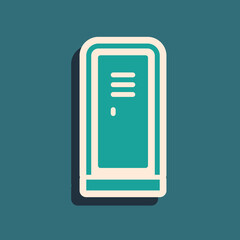 Green Locker or changing room for hockey, football, basketball team or workers icon isolated on green background. Long shadow style. Vector