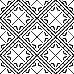  Seamless vector pattern in geometric ornamental style. Black ornament.