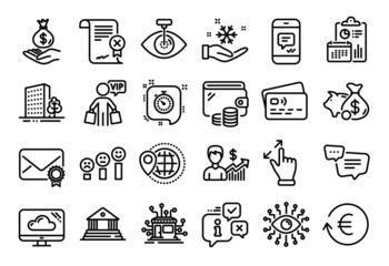 Fototapeta premium Vector set of Verified mail, Reject certificate and Distribution line icons set. Calendar report, Money wallet and Credit card tag. Vector