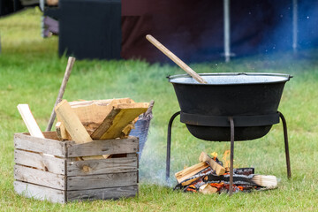 cauldron on fire