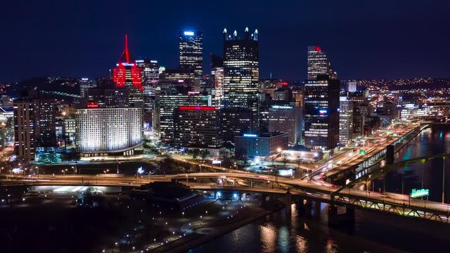 Pittsburgh Pennsylvania Hyperlapse Aerial 2019 City Nights 30